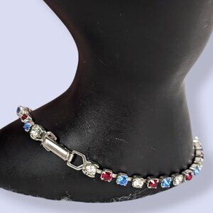 Vintage Red White & Blue Rhinestone Bracelet